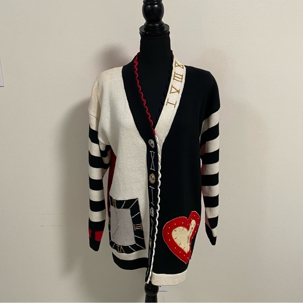 Berek2 Sweater Women’s Size Medium button up knit Cardigan Stripe sleeves
